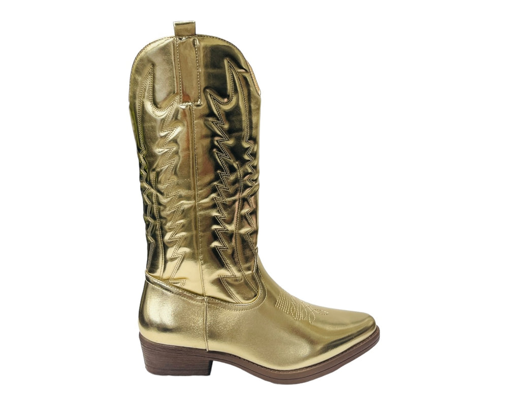 Embroidered Western Cowboy Calf Length Boots