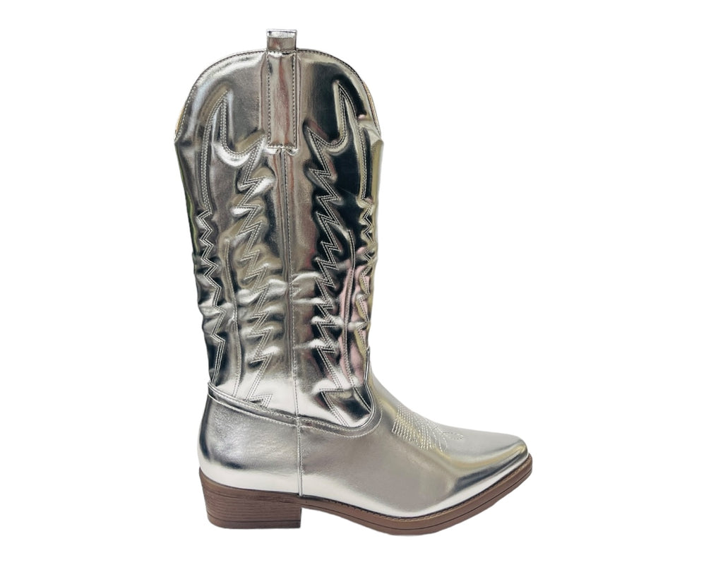 Embroidered Western Cowboy Calf Length Boots