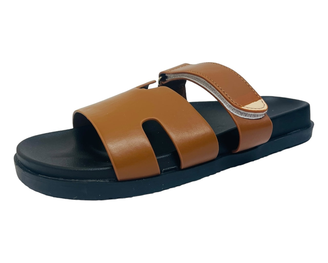 Smart Faux Leather Flat Slider Sandals