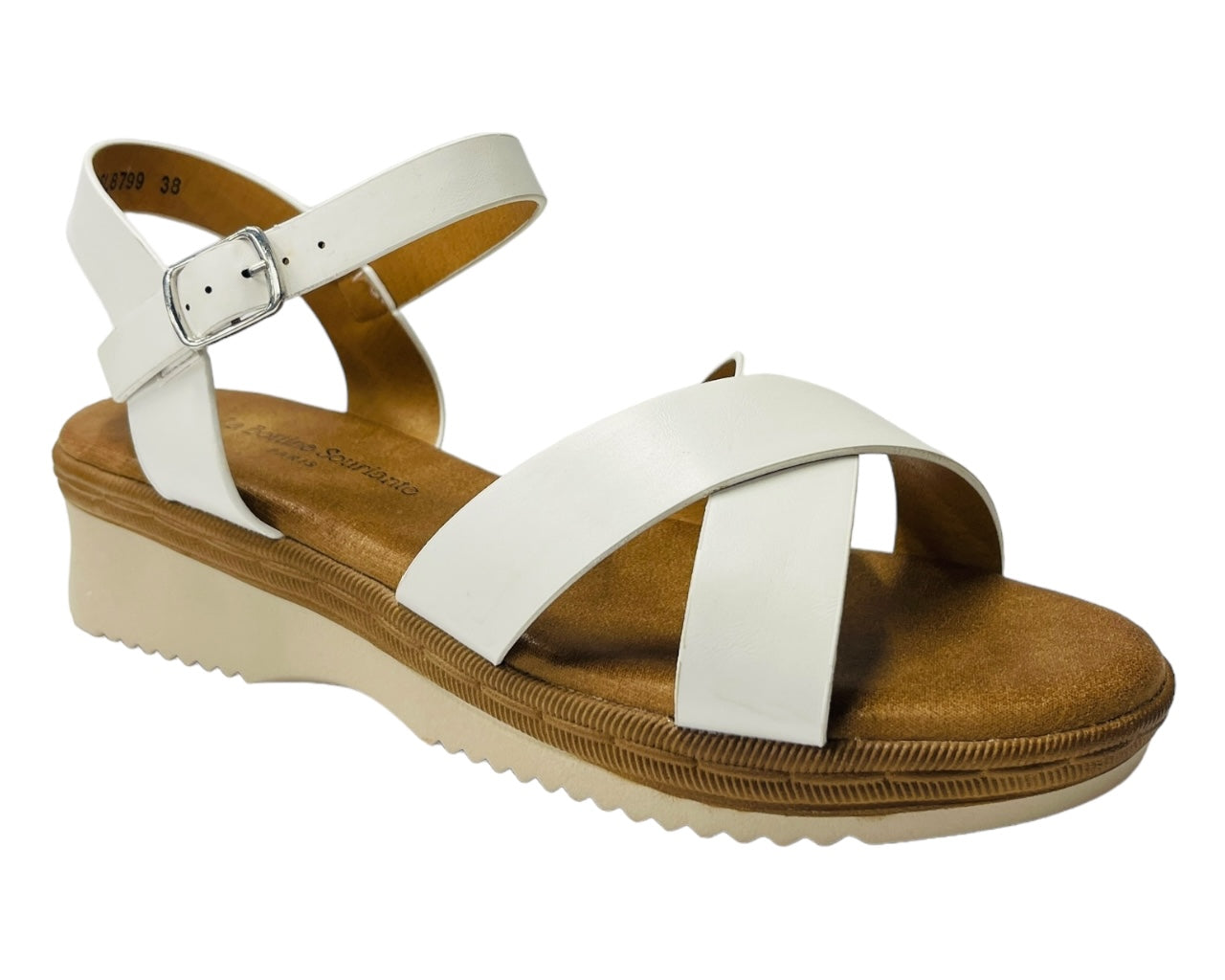 Faux Leather Ankle Strap Padded Sandals