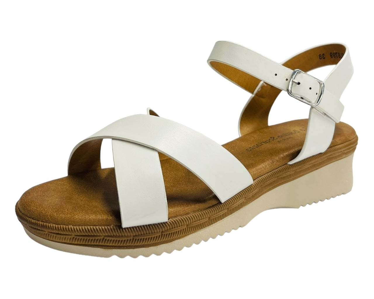 Faux Leather Ankle Strap Padded Sandals