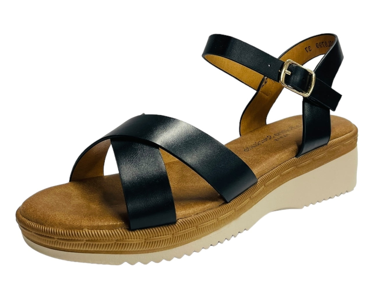 Faux Leather Ankle Strap Padded Sandals