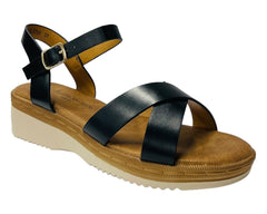 Faux Leather Ankle Strap Padded Sandals