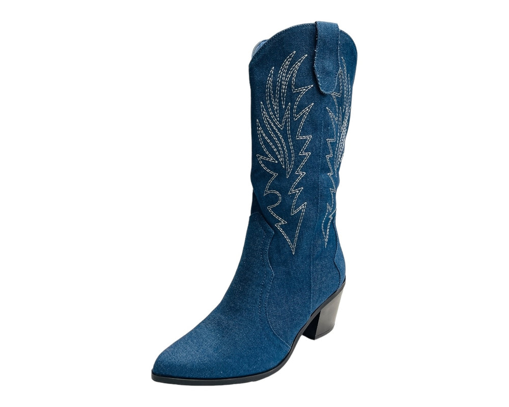 Embroidered 2 In 1 Cowboy Calf Length Boots