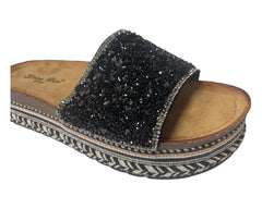 Platform Stone Glitter Mules Sliders