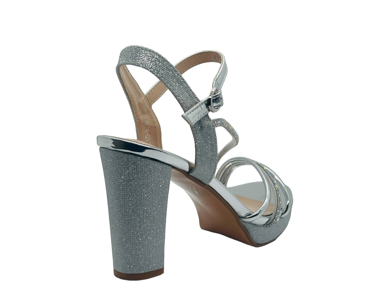 Ankle Strap Diamante Block Heel Shoes