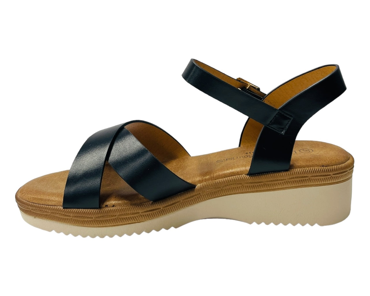 Faux Leather Ankle Strap Padded Sandals