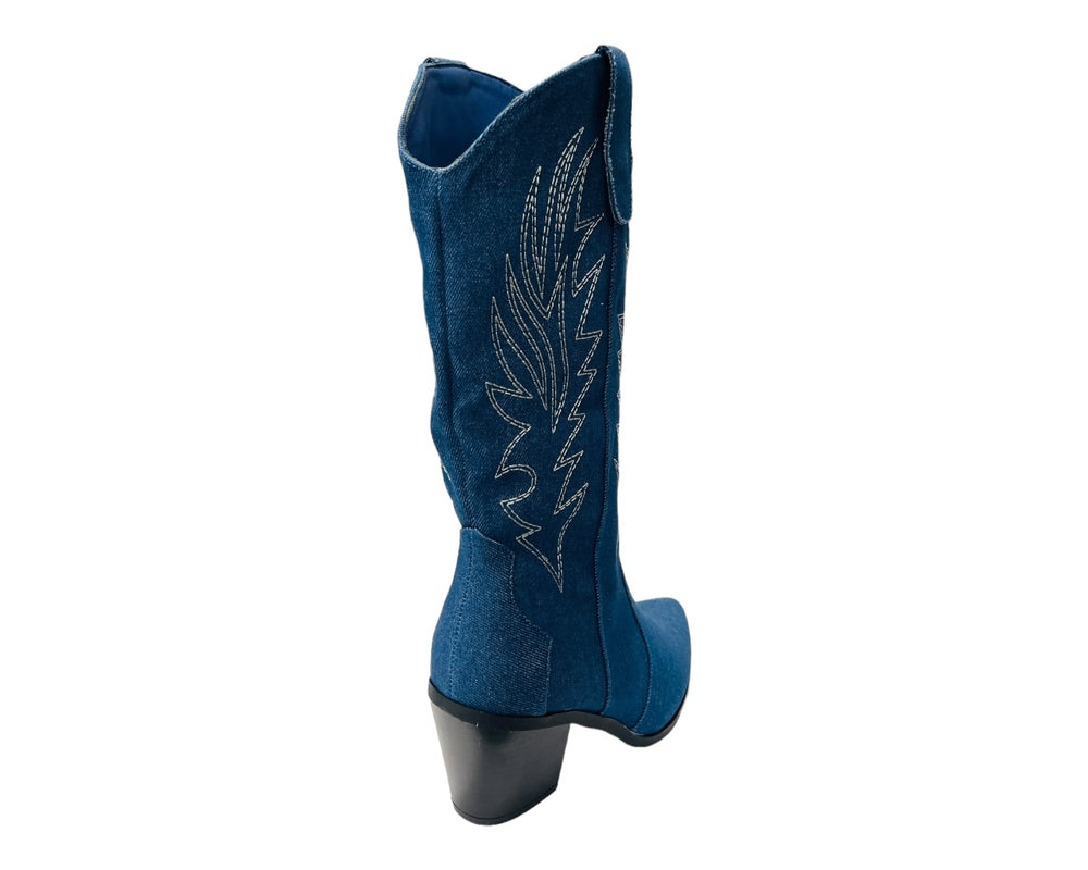 Embroidered 2 In 1 Cowboy Calf Length Boots