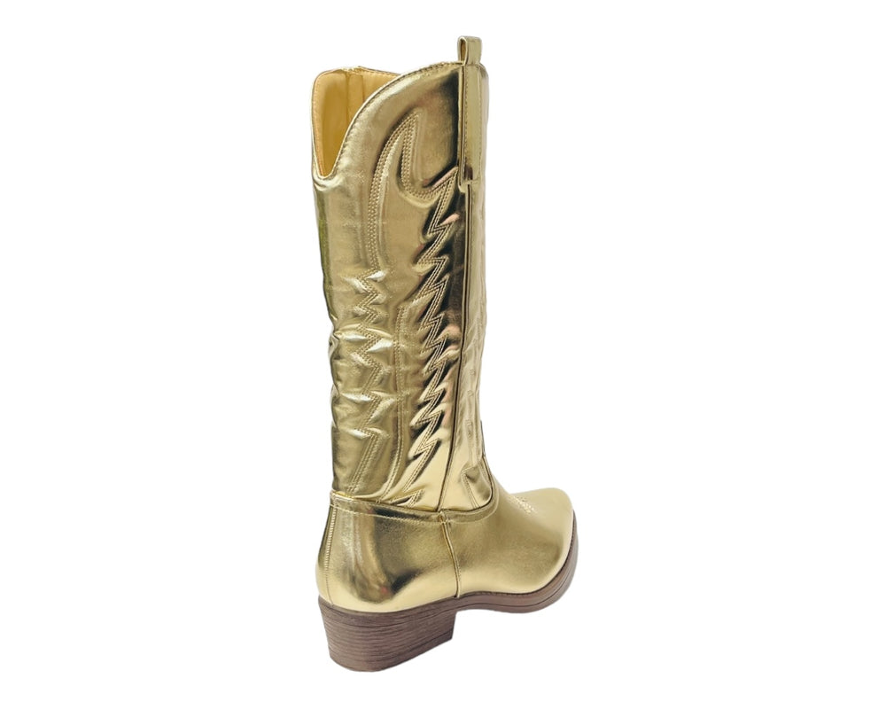 Embroidered Western Cowboy Calf Length Boots