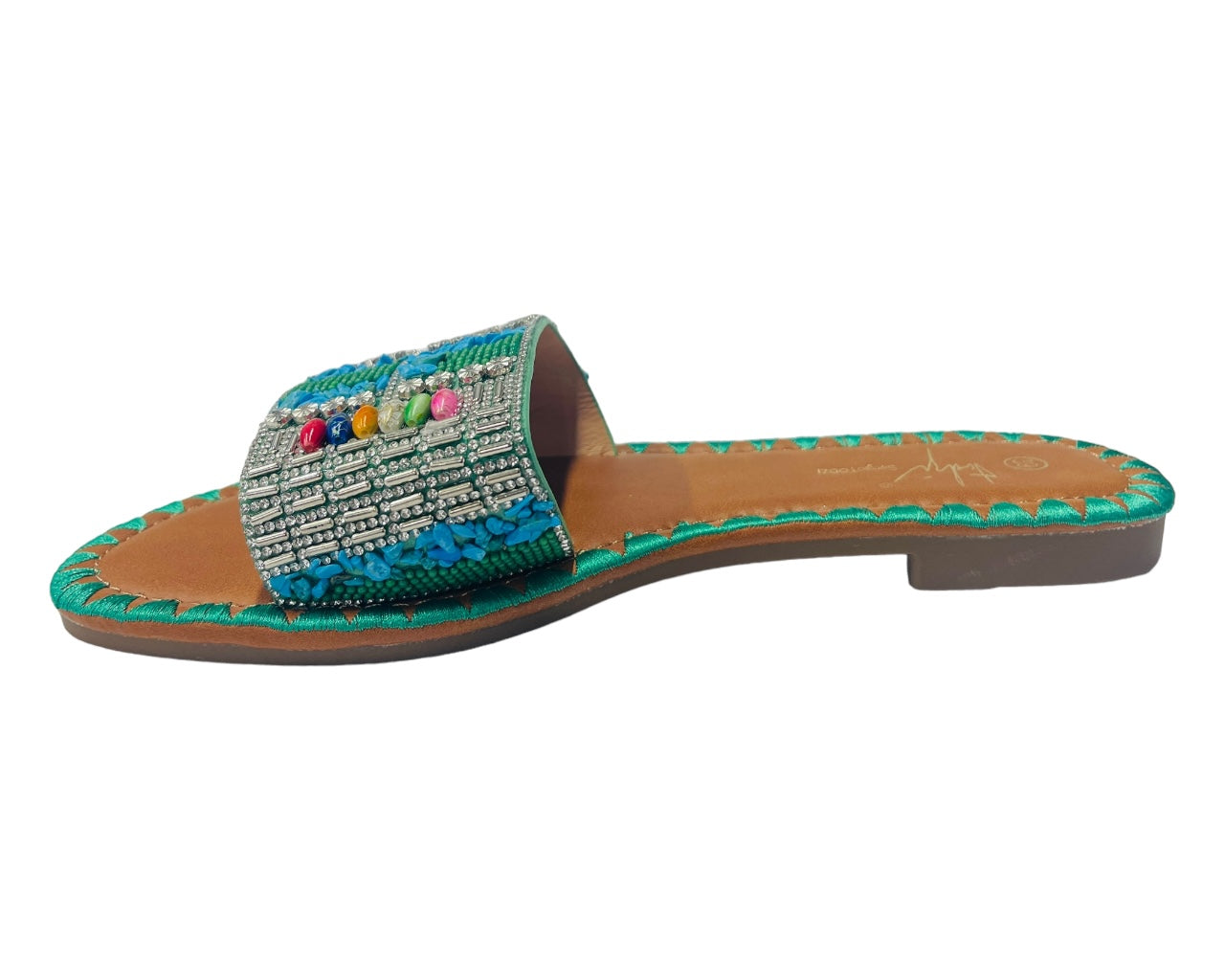 Smart Flat Jewelled Comfy Sliders