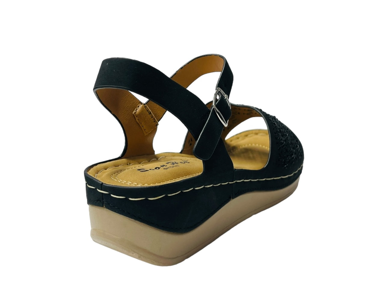 Faux Leather Ankle Strap Padded Sandals