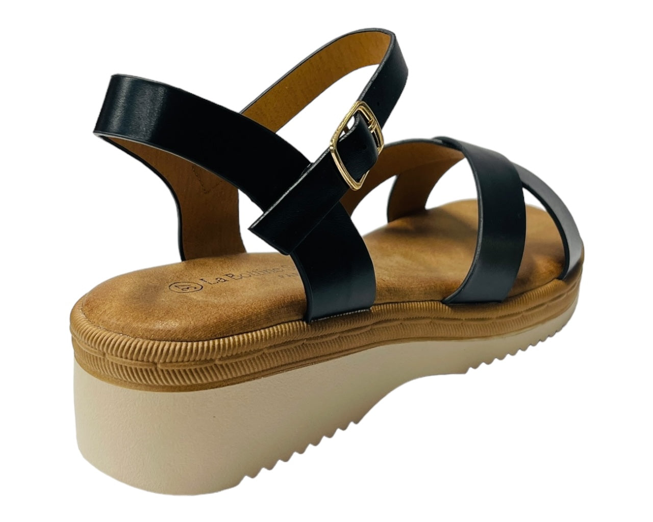 Faux Leather Ankle Strap Padded Sandals