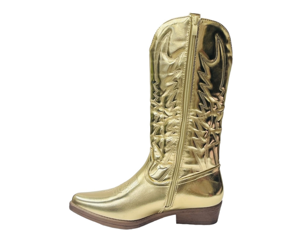 Embroidered Western Cowboy Calf Length Boots