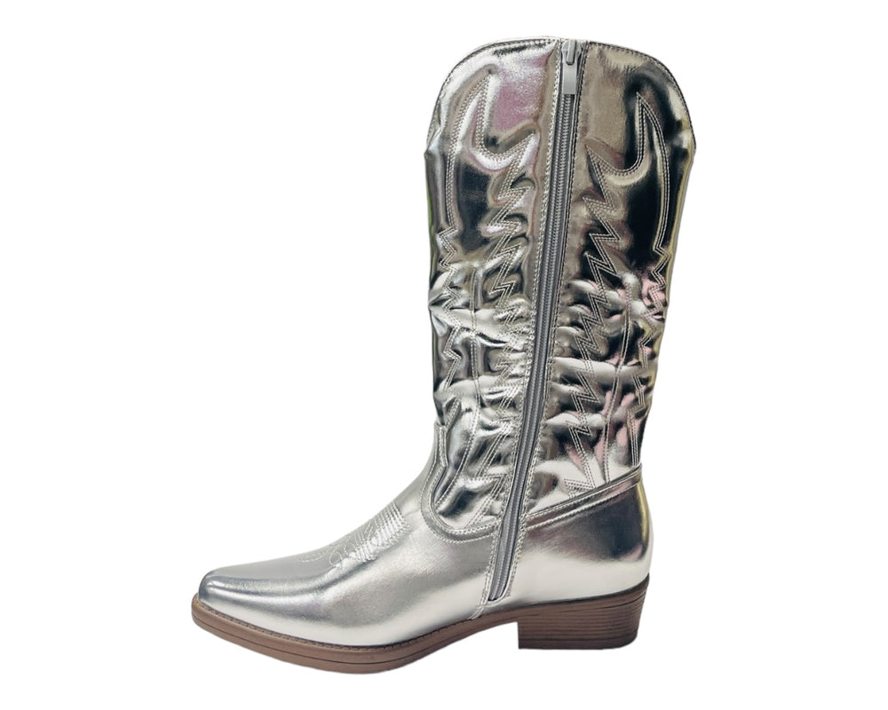 Embroidered Western Cowboy Calf Length Boots