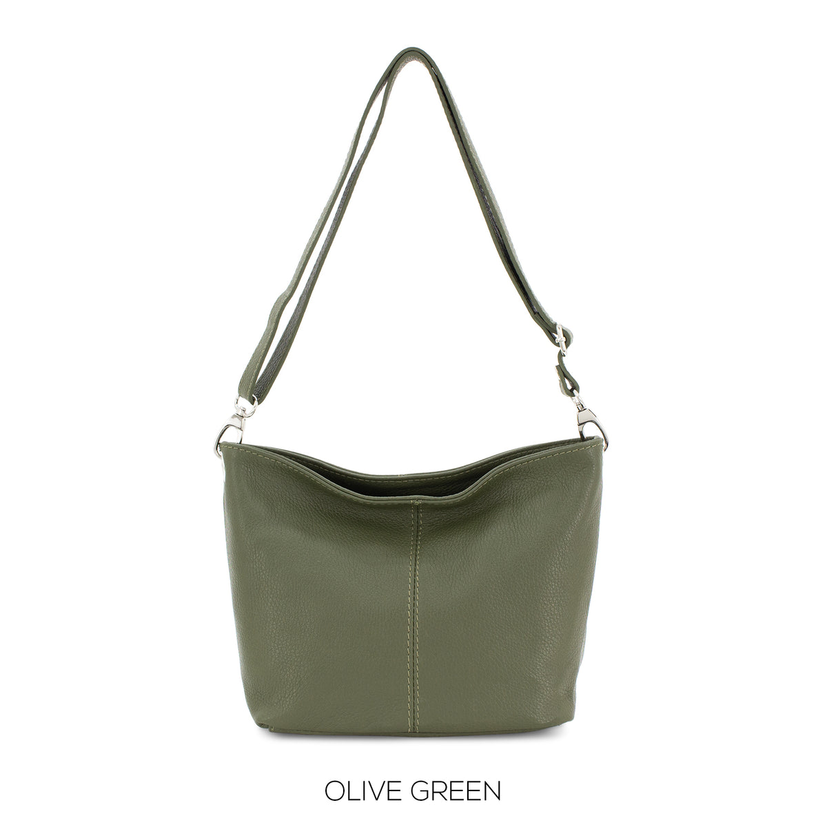 Italian Designer Plain Leather Bucket Bag - Swolit Beatrice Olive Green