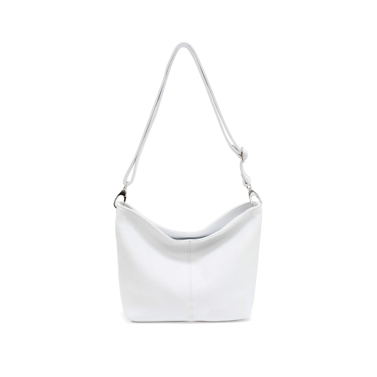 Italian Designer Plain Leather Bucket Bag - Swolit Beatrice- White