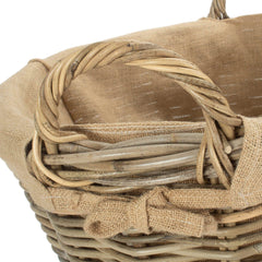 Lined Round Grey Rattan Log Basket