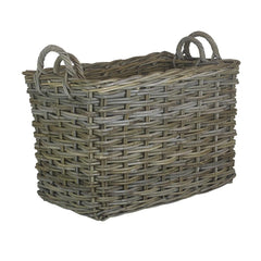 Rectangular Grey Rattan Hallway Log Basket