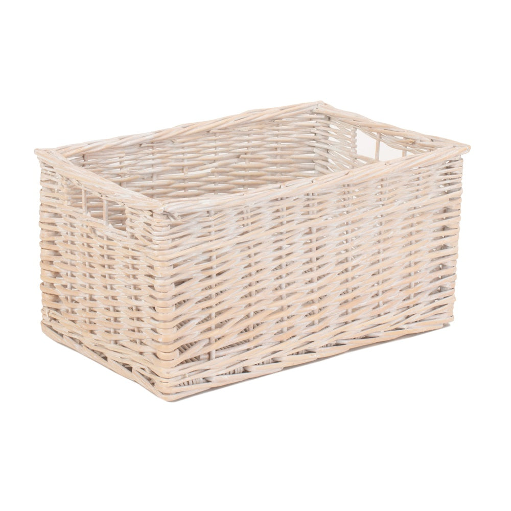 White Wash Storage Wicker Basket