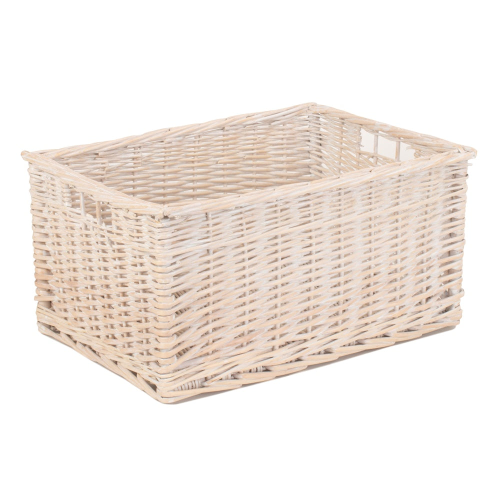 White Wash Storage Wicker Basket