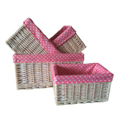 Pink Spotty Lined Storage Basket