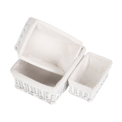 White Wicker Cotton Lined Storage Basket