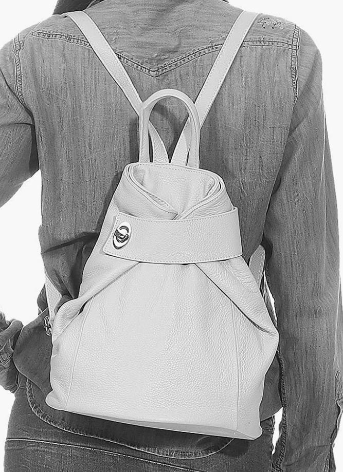 Italian Designer Soft Leather Folding Backpack -Multiuso - Pure White