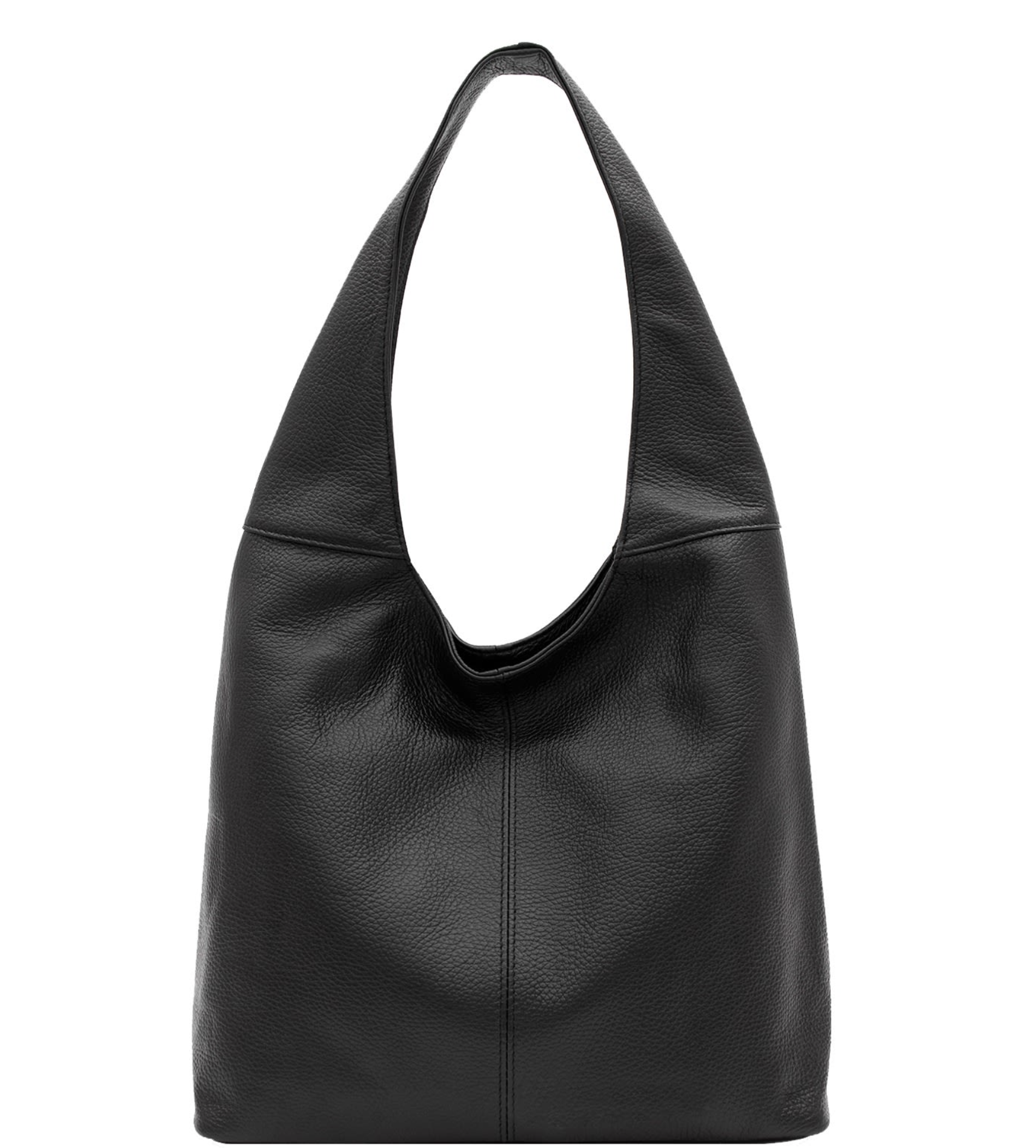 Italian Leather Plain Hobo Bag- Swolit Alessandra - Black