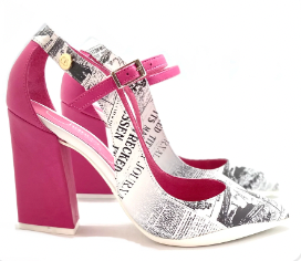 Pointure - Fuchsia/White Newsprint High Heel