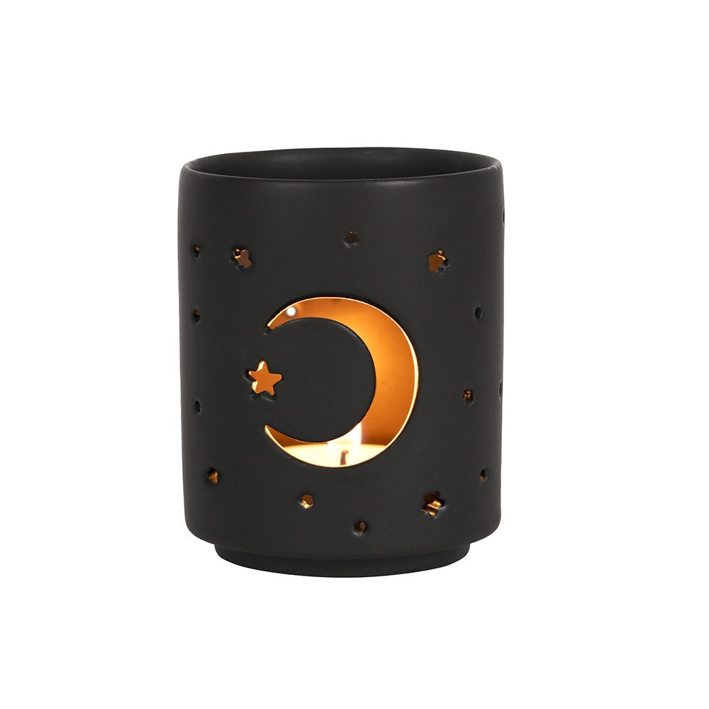 Small Black Mystical Moon Cut Out Tealight Holder (Online Only)