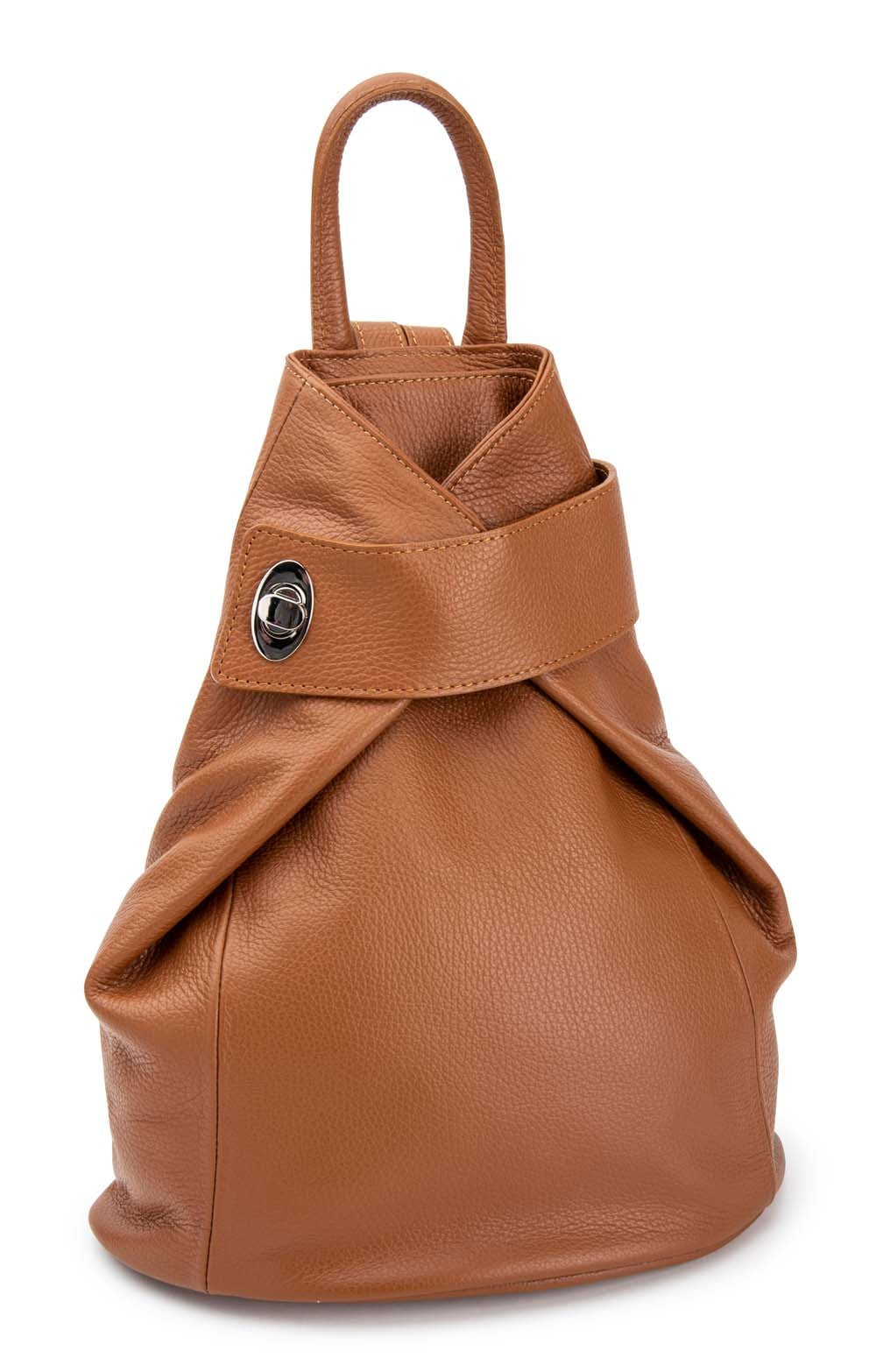 Italian Designer Soft Leather Folding Backpack -Multiuso - Tan