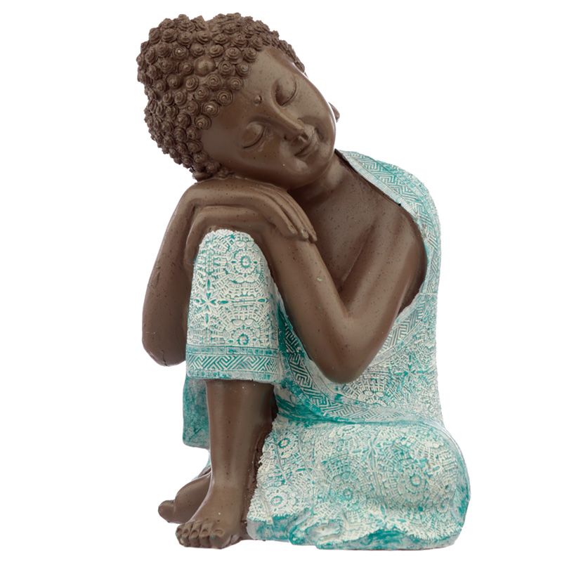 Thai Buddha, Brown, White and Turquoise - Contemplation