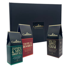 Tea Selection Gift Box, 3 Gourmet Exotic Teas, Eco Friendly Gift, Camellios (3 Packs, 15 Tea Bags Each)