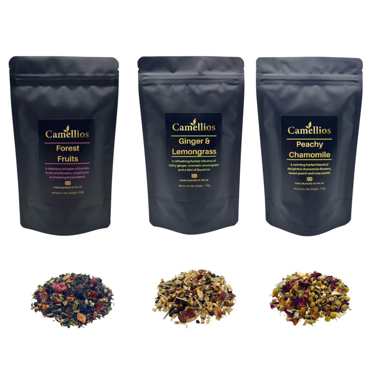 Herbal Tea Selection, 3 Wellness Loose Leaf Teas (3 Flavours, 100g Each)