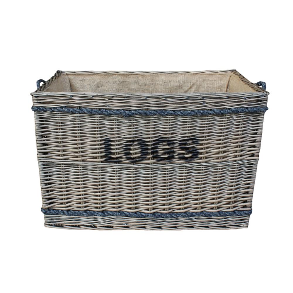 Large Wicker Rope Handle Log Basket