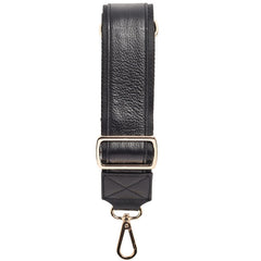 Wide Leather Cross Body Strap - Black Pebble