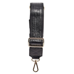 Wide Leather Cross Body Strap - Black Croc