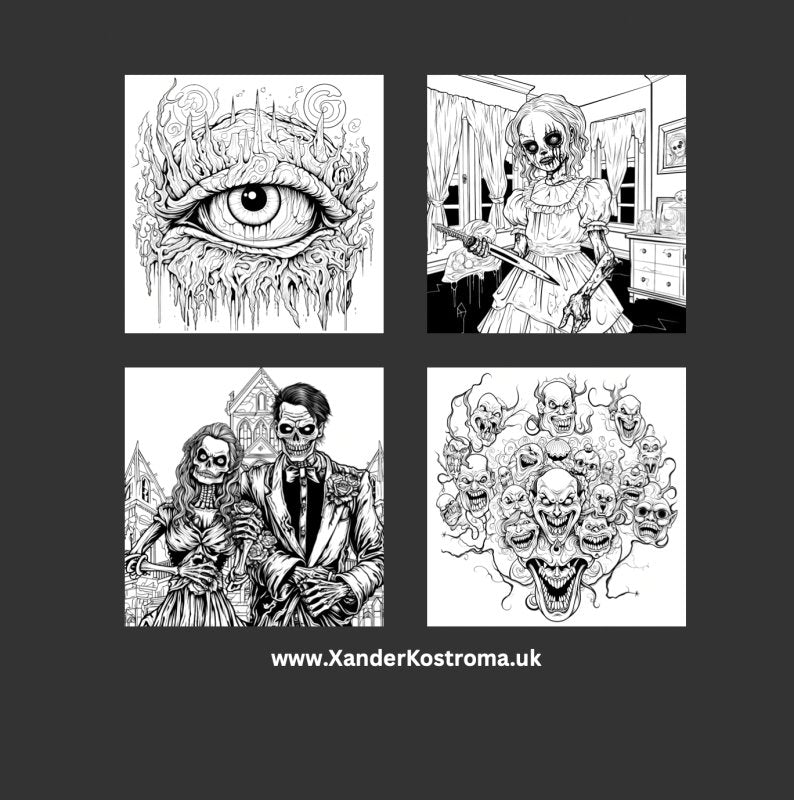 A GOREgeous Horror Colouring Book for Adults by Xander Kostroma - E - Books - British D'sire