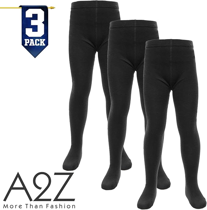 A2Z 4 Kids Girls Cotton Rich Uniform School Tights Pack Of 3 Warm Soft and Durable Girls Tights for Comfortable Schoolwear Age 2 - 13 Years - Leggings - British D'sire