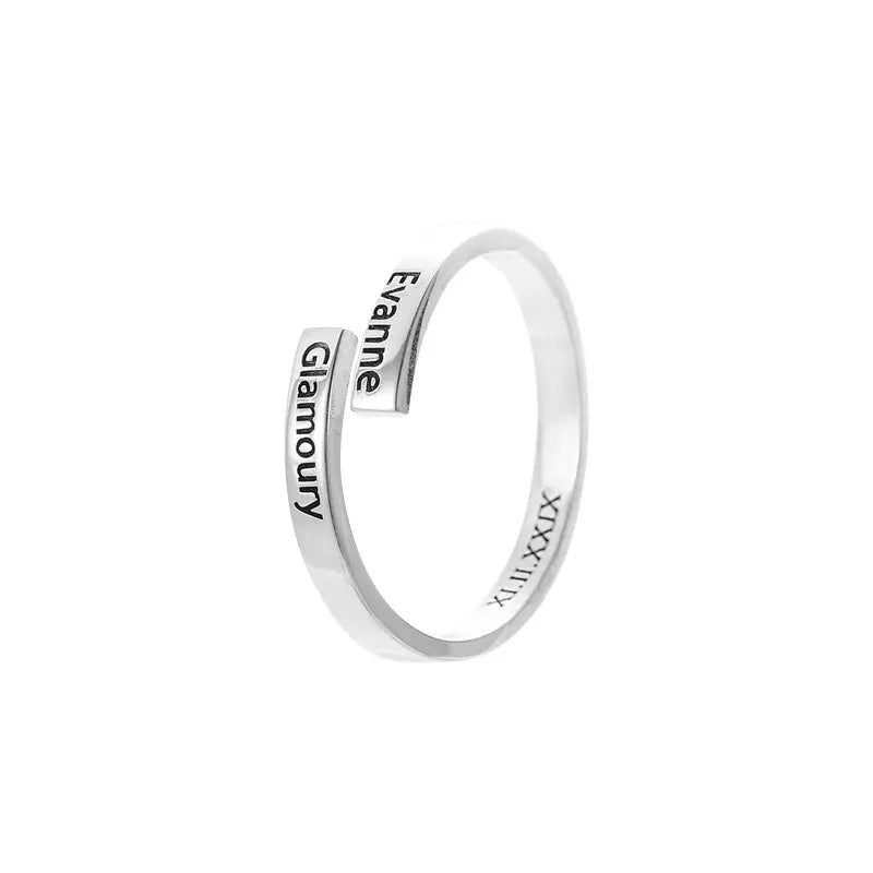 Full Silver 2-Name Ring Maiden-Art