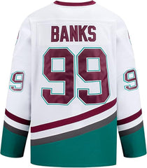 Adam Banks #99 Ice Hockey Jerseys Mighty Ducks Funny Movie Top Hip Hop Plus Size Long Sleeve Men Embroidery Sportswear - Training Jerseys - British D'sire