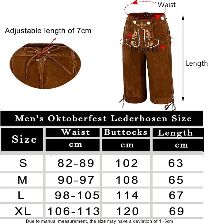 Adisno Lederhosen Men,Oktoberfest Outfit Mens,October Festival Costume Mens,Mens Lederhosen,Bavarian Costume Men,Brown, Embroidered - Traditional Clothing - British D'sire