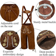 Adisno Lederhosen Men,Oktoberfest Outfit Mens,October Festival Costume Mens,Mens Lederhosen,Bavarian Costume Men,Brown, Embroidered - Traditional Clothing - British D'sire