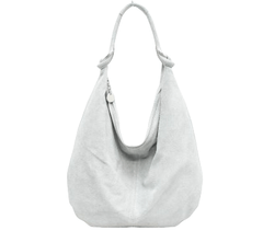 Italian Designer Suede Leather Slouchy Bag -Swolit Cosimo Light Grey