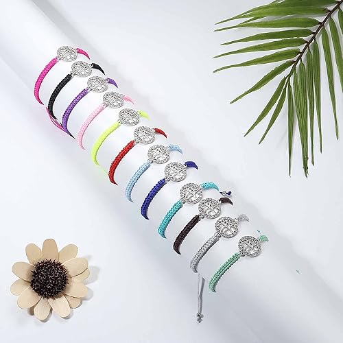 ADRAMATA 12Pcs Friendship Bracelet Infinity Tree of Life Bracelets Matching Braided Colorful Bracelets Set Adjustable Stackable Handmade Bracelets for Women Girls - Bracelets - British D'sire