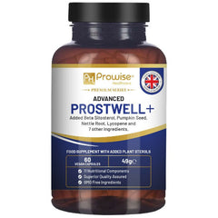 Advanced Prostwell Plus 60 vegan capsules Added Beta Sitosterol, Pumpkin Seed, Nettle Root, Lycopene and 7 other Ingredients - Prostate Supplements for Men - Men Health Supplements by Prowise - Supplement - British D'sire