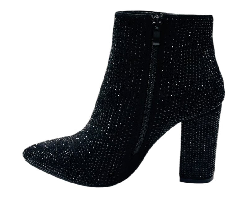 All Over Crystals Zip Ankle Boots - Boots - British D'sire