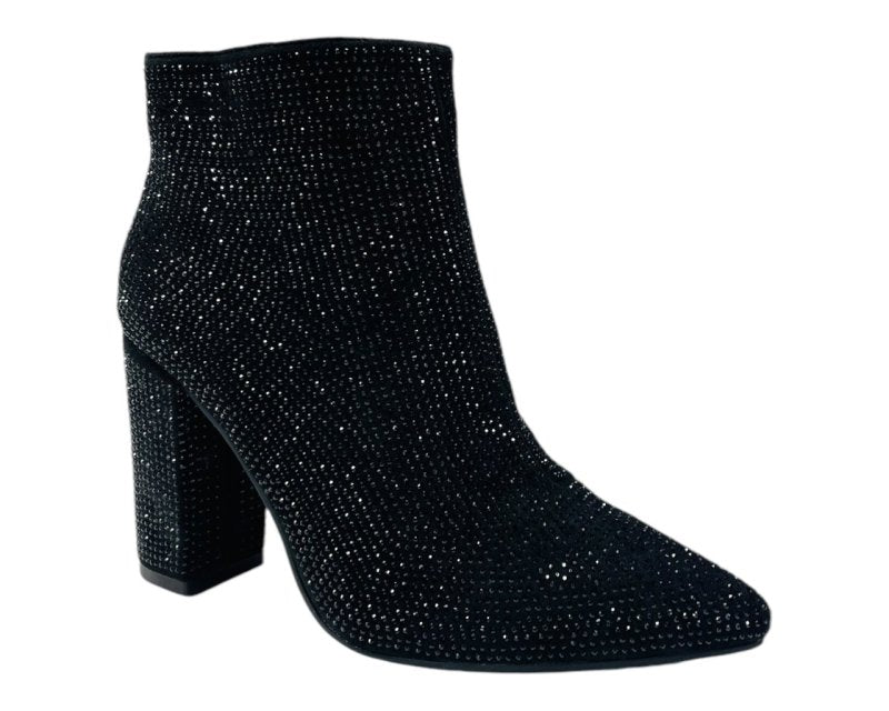 All Over Crystals Zip Ankle Boots - Boots - British D'sire