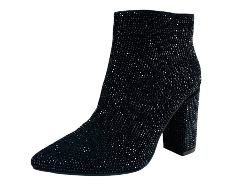 All Over Crystals Zip Ankle Boots - Boots - British D'sire