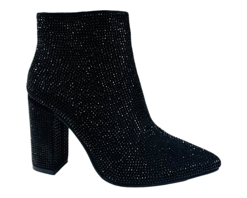 All Over Crystals Zip Ankle Boots - Boots - British D'sire